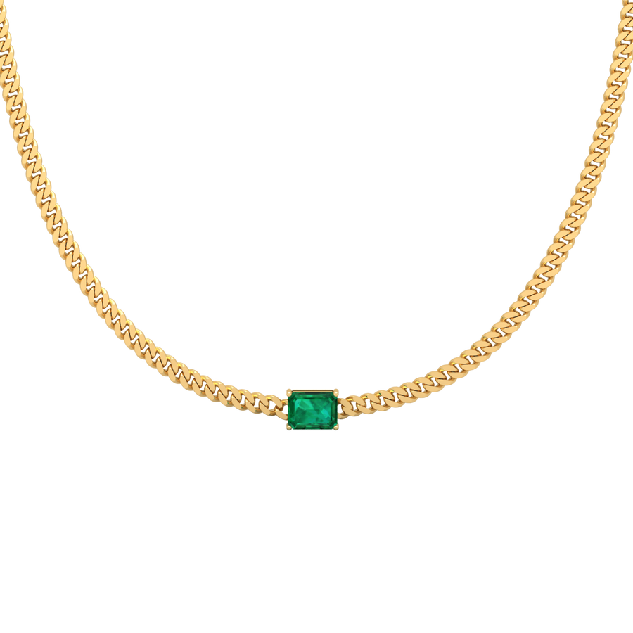 Cuban Chain Link Necklace / Green 