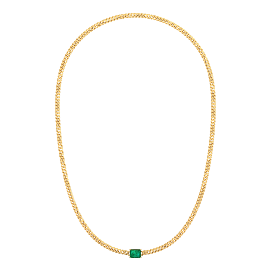 Cuban Chain Link Necklace / Green 